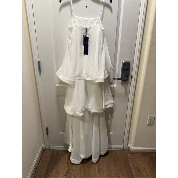 Elliatt Moss Tiered Embellished Gown White bachelorette wedding Bridal size S NW - Picture 9 of 11